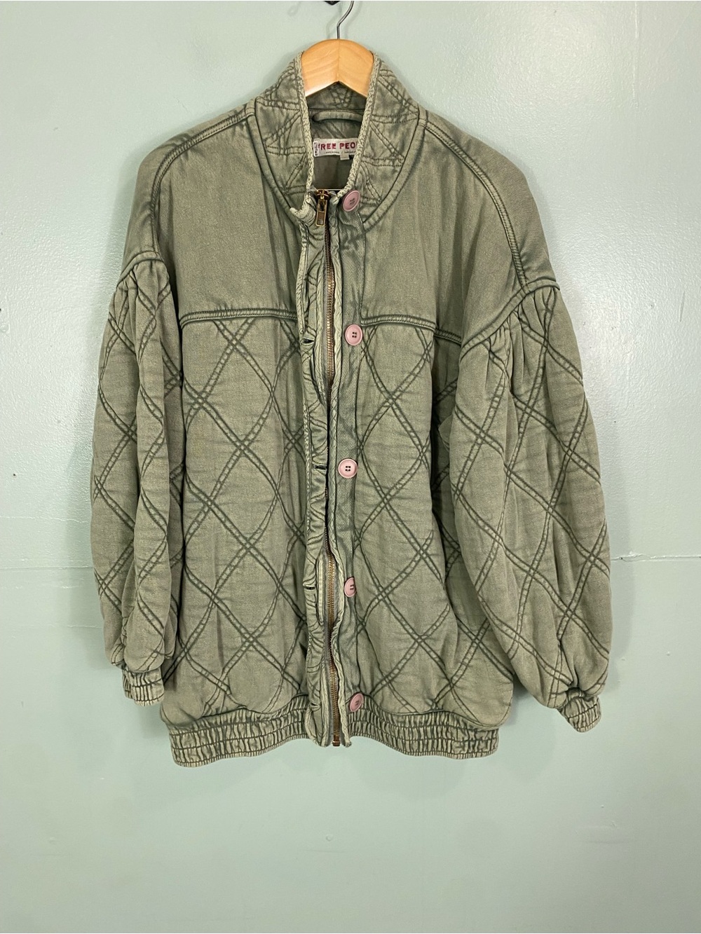 Free People Juno Quilted Jacket Green Medium